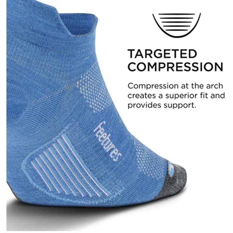 Feetures Merino 10 Ultralight No Show Tab Socks  Aurora Blue XL-1